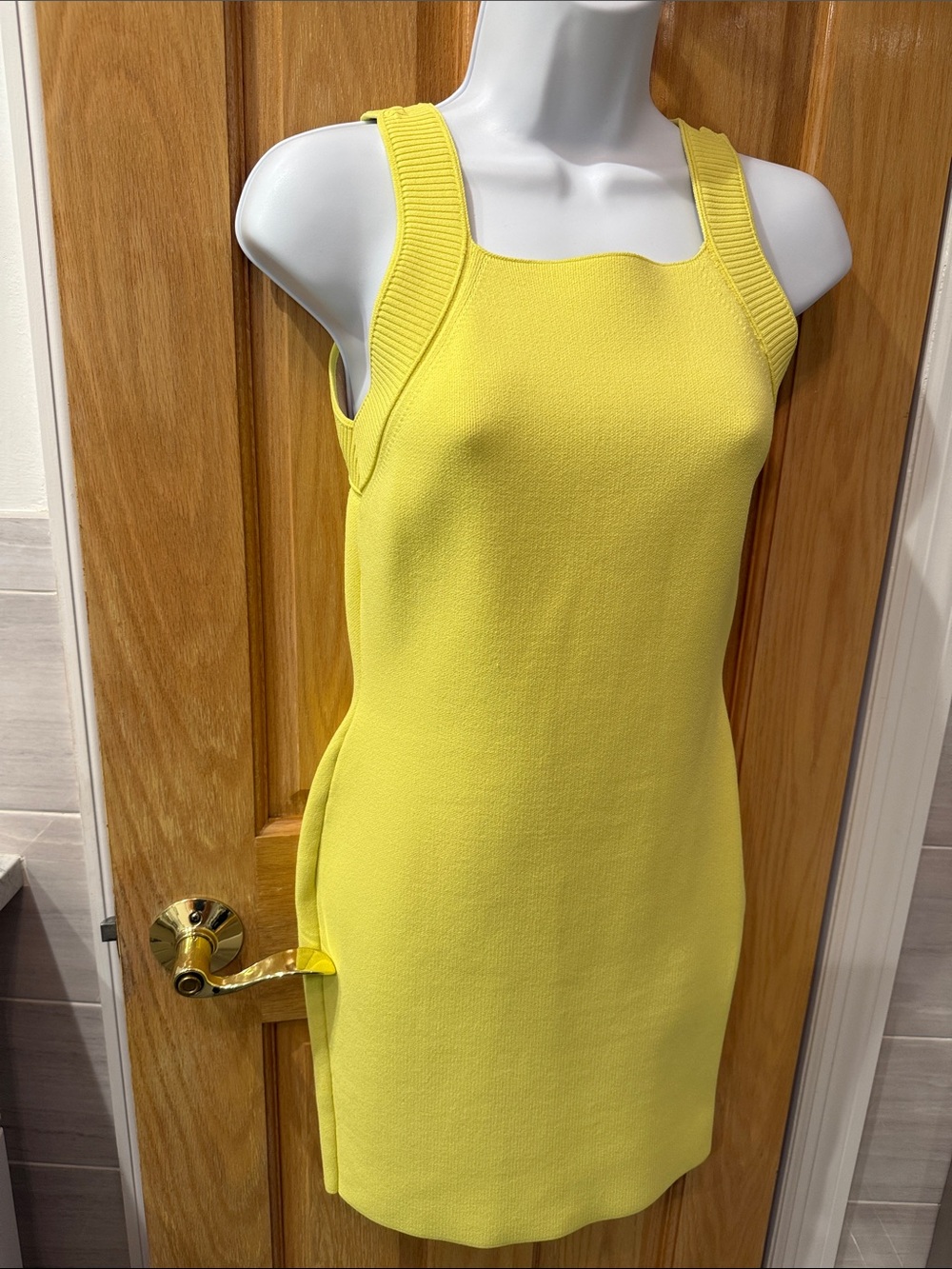Alexander Wang Bright Yellow Rib-Trim Mini Dress